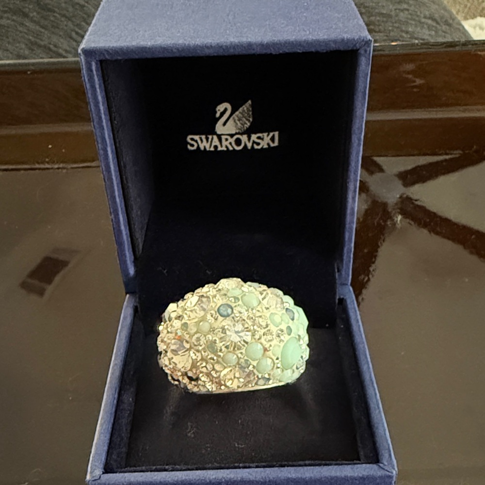 Swarovski Silver and Aqua Crystal Ring
